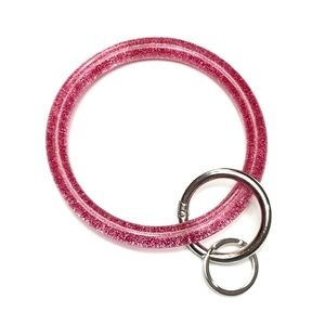 Pink Glitter Bangle Keychain Bracelet